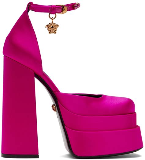 pink versace platform|Versace platform heel boots.